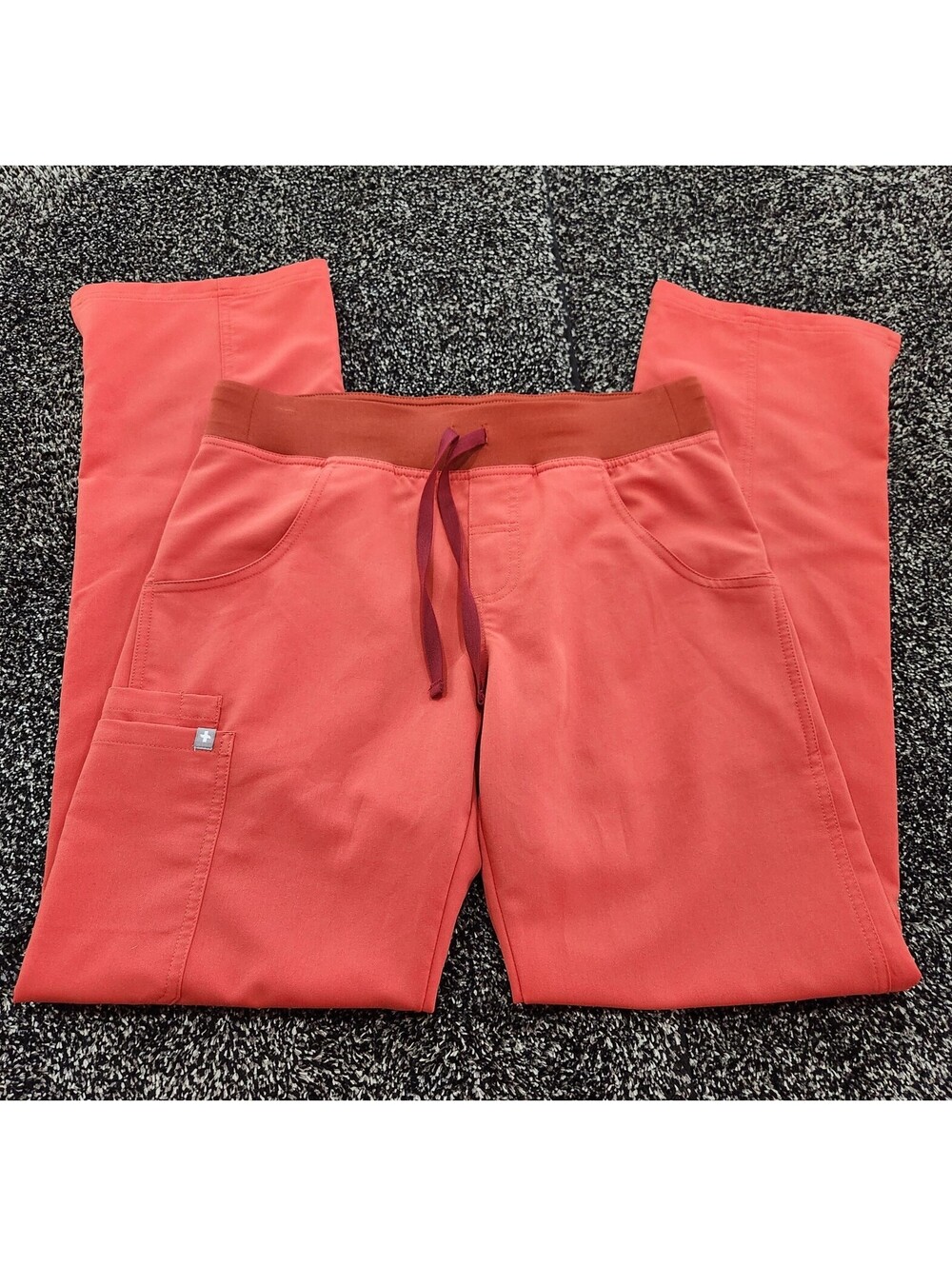 New Figs Womens Kade Cargo Scrub Pants Technical Collection Medical Orange Small